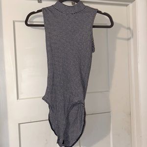 Large Navy Blue and White Striped Bodysuit 💙